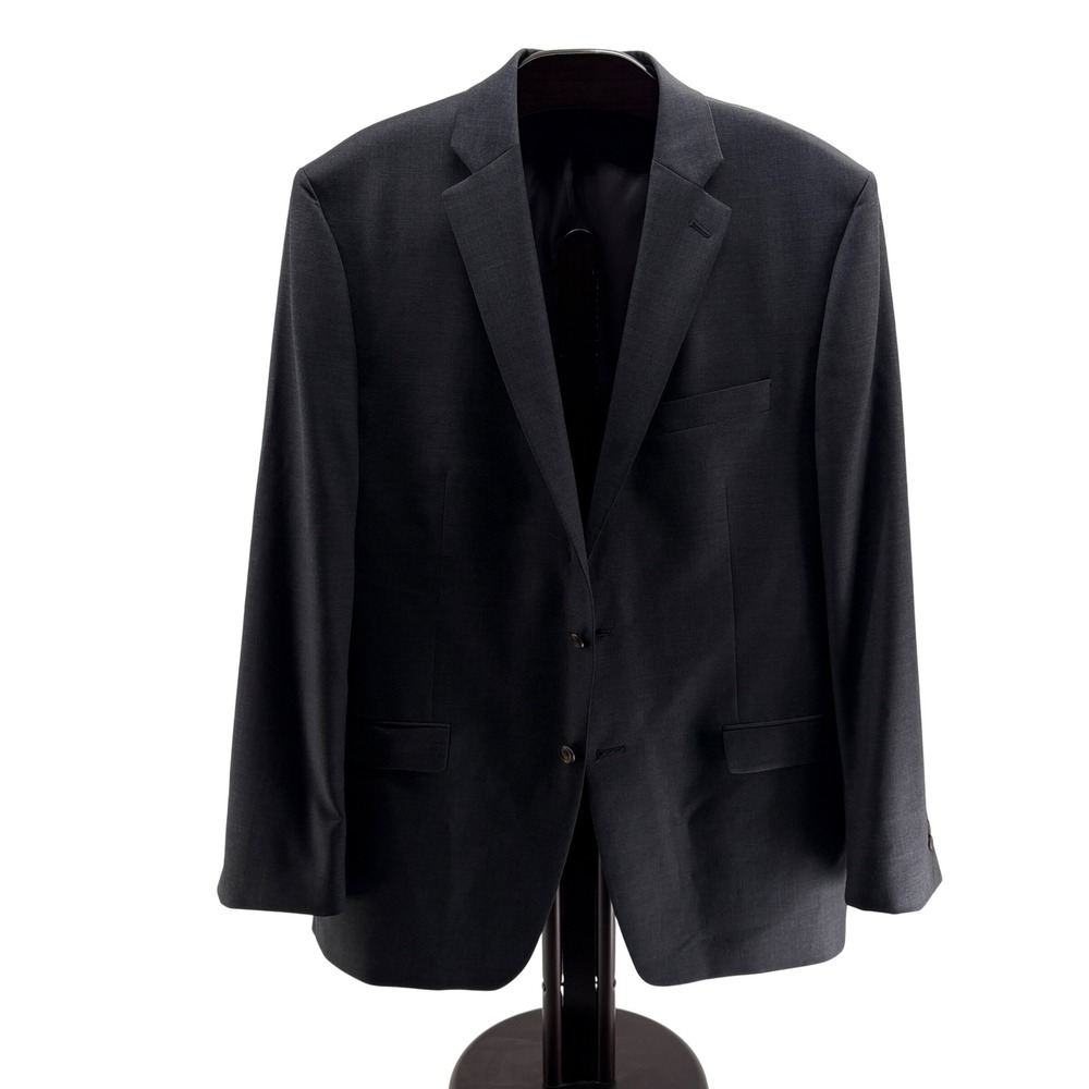 Lauren Ralph Lauren Mens 46L Charcoal Grey 100% Wool Two Button Blazer Jacket